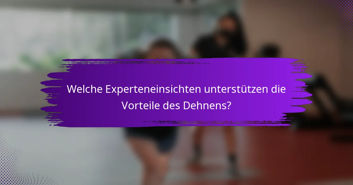 Welche Experteneinsichten unterstützen die Vorteile des Dehnens?