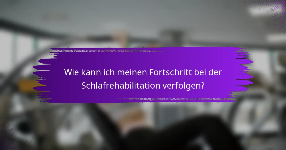 Wie kann ich meinen Fortschritt bei der Schlafrehabilitation verfolgen?