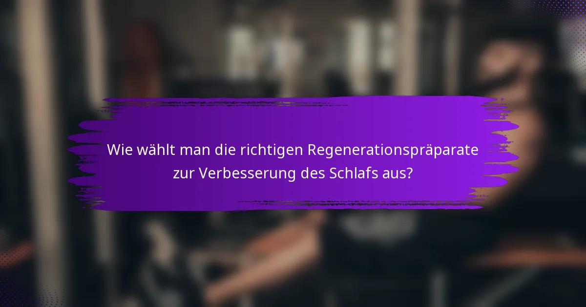 Wie wählt man die richtigen Regenerationspräparate zur Verbesserung des Schlafs aus?